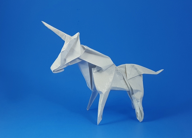Origami Unicorn by Zhao Yanjie folded by Gilad Aharoni