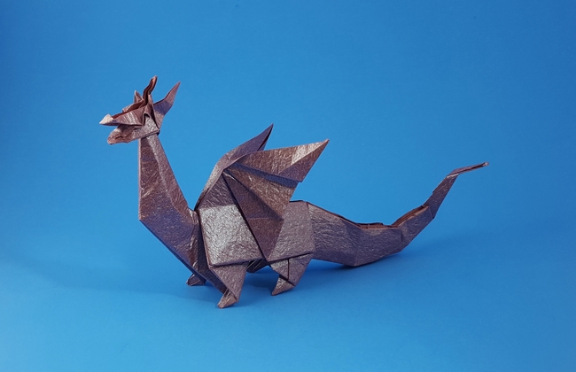 Origami Western dragon by John Montroll folded by Gilad Aharoni