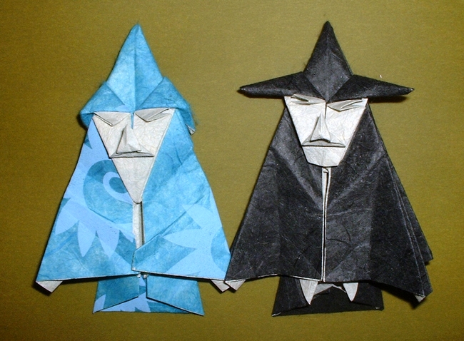 Origami Wizard and Witch by Robert Neale folded by Gilad Aharoni