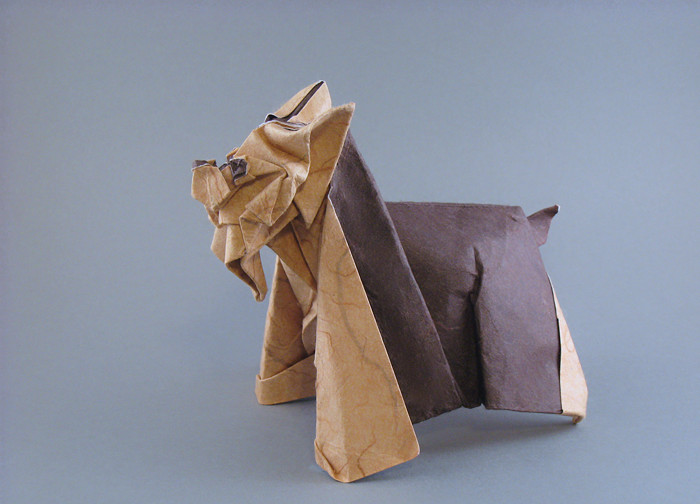 Origami Yorkshire terrier by Seiji Nishikawa folded by Gilad Aharoni