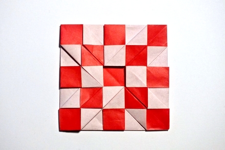 Origami Chessboard - 5x5 - fuzzy by John Montroll on giladorigami.com