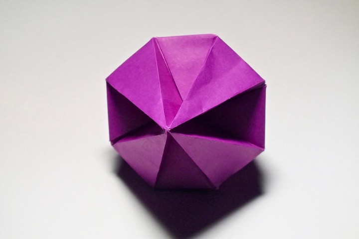 Origami Dimpled silver octagonal dipyramid by John Montroll on giladorigami.com