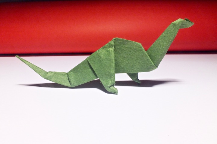 Origami Riojasaurus by John Montroll on giladorigami.com