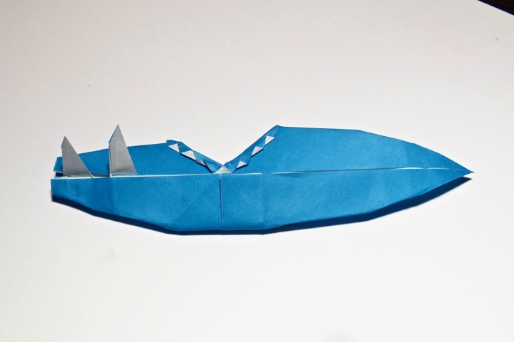 Origami Surfboard - shark bite by Bernie Peyton on giladorigami.com