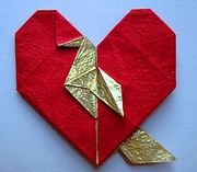 Origami Bird in a heart by Madiyar Amerkeshev on giladorigami.com