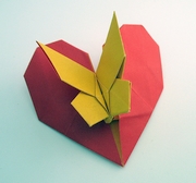 Origami Heart with butterfly by Andrey Lukyanov on giladorigami.com