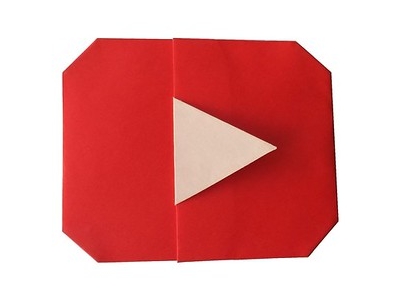 Origami YouTube play button by Michel Grand on giladorigami.com