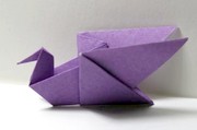 Origami Duck in flight by Akiko Ishikawa on giladorigami.com