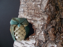 Origami Owl with feathers by Tsuda Yoshio on giladorigami.com