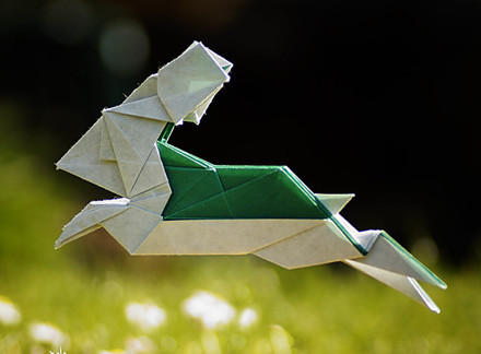 Origami Rabbit - jumping by Andrew Hudson on giladorigami.com