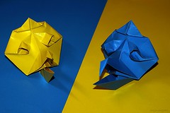 Origami Crow-billed goblin mask by Akira Yoshizawa on giladorigami.com