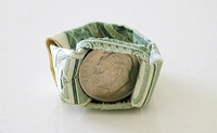 Origami Dime in ring by Kenneth Kawamura on giladorigami.com