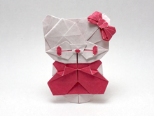 Origami Ribbon Kitty by Michelle Fung on giladorigami.com