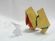 Origami Children in snow by Akira Yoshizawa on giladorigami.com