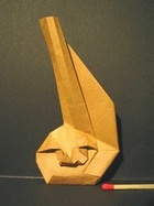 Origami Wooden mask - Mokujiki by Kawai Toyoaki on giladorigami.com