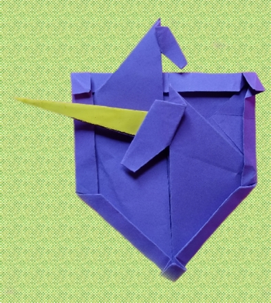Origami Shield with horses by Leonardo Pulido Martinez on giladorigami.com