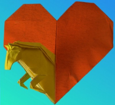 Origami Horse in heart by Leonardo Pulido Martinez on giladorigami.com