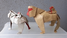 Origami Monkey parent and child by Hashimoto Haruka on giladorigami.com