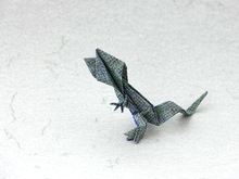 Origami Message lizard by Tsuda Yoshio on giladorigami.com