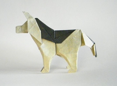 Origami German shepherd by Fernando Castellanos on giladorigami.com