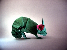 Origami Chameleon by Rikki Donachie on giladorigami.com