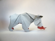 Origami Bear with fish by Patricio Kunz Tomic on giladorigami.com