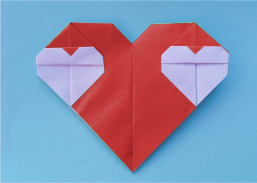 Origami 2 small hearts on large heart by Hadi Tahir on giladorigami.com