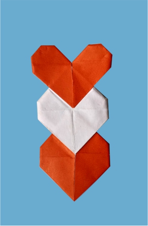 Origami 3 stacked hearts by Hadi Tahir on giladorigami.com
