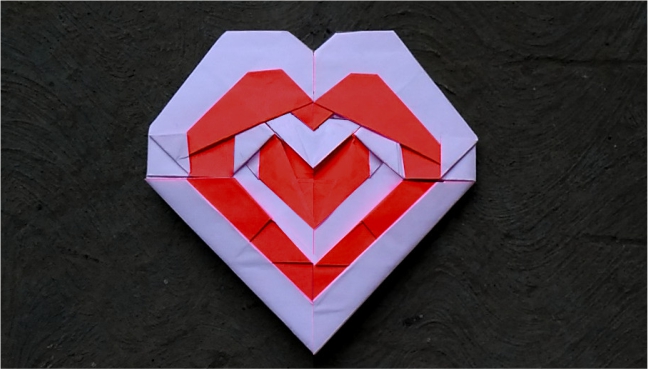 Origami 4 hearts inside each other by Hadi Tahir on giladorigami.com