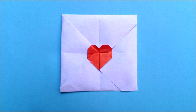 Origami Heart in square by Iin Indriati on giladorigami.com