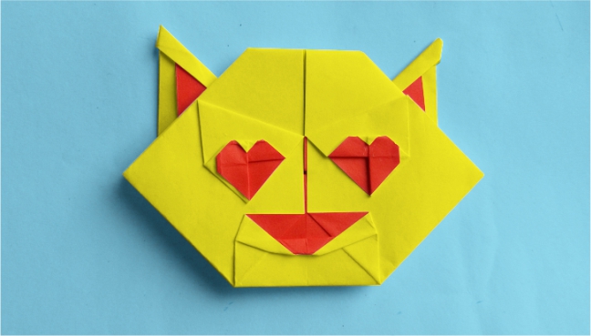 Origami Cat with heart eyes by Hadi Tahir on giladorigami.com