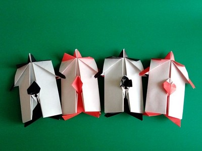 Origami Card soldiers by Mitsuda Shigeru on giladorigami.com