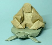 Origami Buddha on turtle by Neal Elias on giladorigami.com