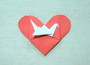 Origami Heart with crane by Edwin Young on giladorigami.com