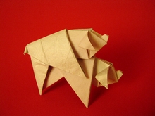 Origami Pigs mating by Eric Vigier on giladorigami.com