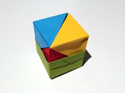 Origami 3 pyramids for 1 cube puzzle by Saada Mondher on giladorigami.com