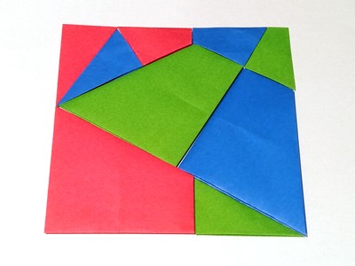 Origami 3 square puzzle by Mick Guy on giladorigami.com