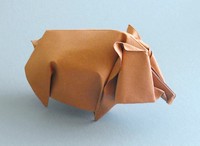 Origami Wild boar by Jozsef Zsebe on giladorigami.com