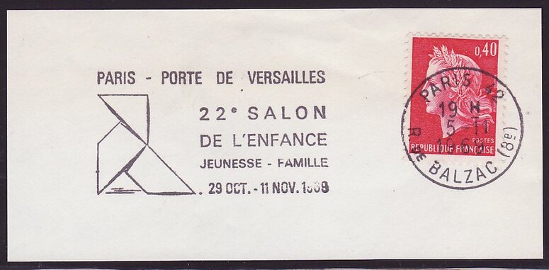 France 1969 Salon De L'enfance - pajarita postmark (Postmark)