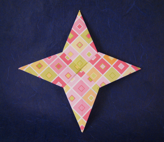 Origami Four-pointed star by John Montroll folded by Gilad Aharoni