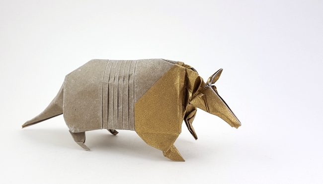 Origami Armadillo by Edwin Claudio Flores Quispe folded by Gilad Aharoni