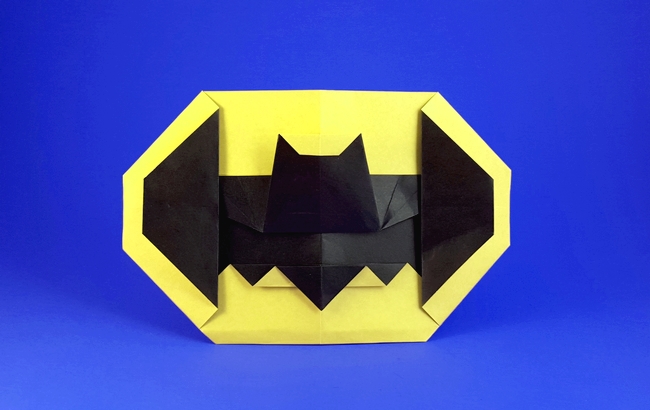 Origami Batman symbol by John Montroll folded by Gilad Aharoni