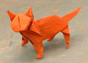 Origami Cat by John Montroll folded by Gilad Aharoni