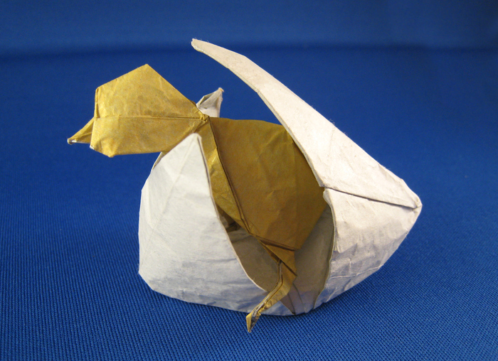 Origami Chick in an egg by Martin Wall folded by Gilad Aharoni