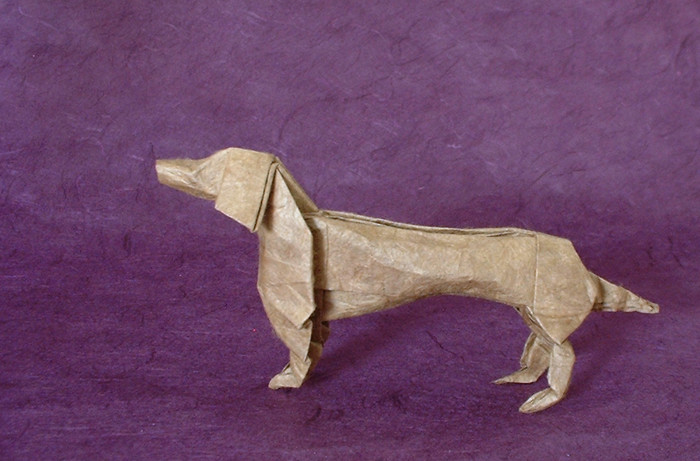 Origami Dachshund by John Montroll folded by Gilad Aharoni