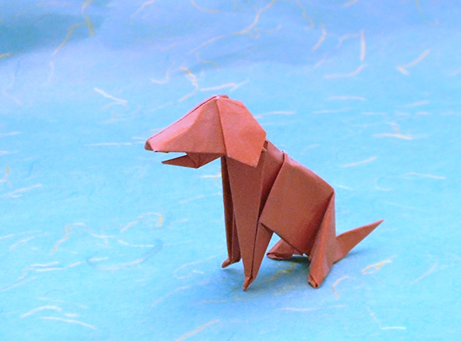 Origami Dog by John Montroll folded by Gilad Aharoni