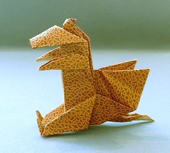 Origami Dragon - sitting by Peter Budai folded by Gilad Aharoni