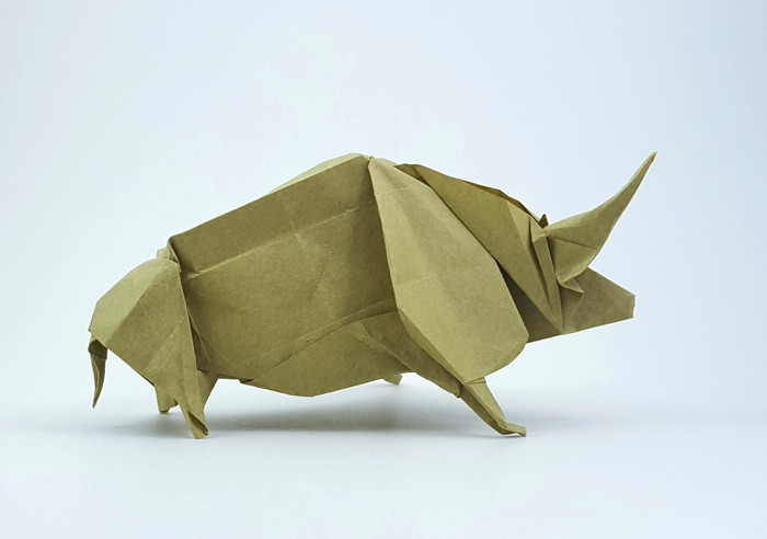 Origami Elasmotherium by Luis Enrique Armenta folded by Gilad Aharoni