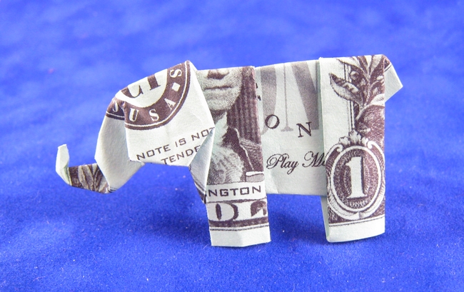 Origami Elephant by Neal Elias folded by Gilad Aharoni