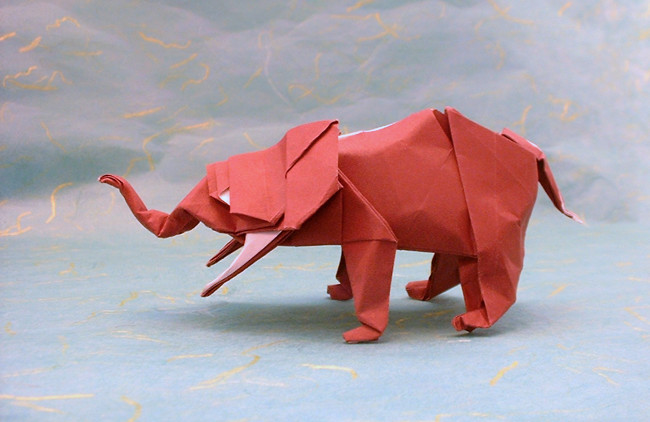 Origami Elephant - African by John Montroll folded by Gilad Aharoni